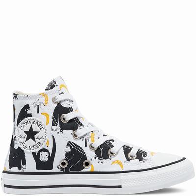 Gyerek Converse Graphic Print Chuck Taylor All Star Magasszárú Cipő CO4925876 Fehér/Fekete